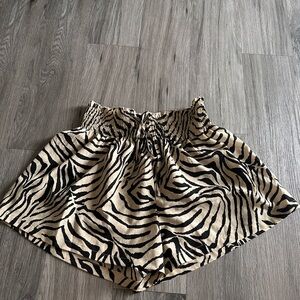 Zebra Print High-Waisted Shorts